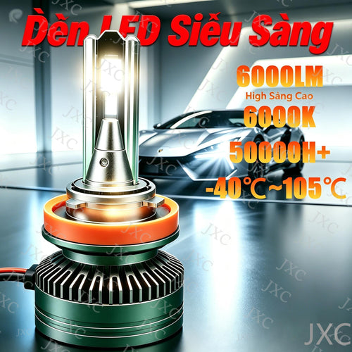 HI H7 H4 Đèn pha LED công suất cao 6000LM 6000K siêu sáng, dễ dàng lắp đặt không cần dụng cụ, ánh sáng mạnh tập trung chiếu xa siêu rõ, phạm vi chiếu xa hơn 200 mét, công nghệ dẫn nhiệt